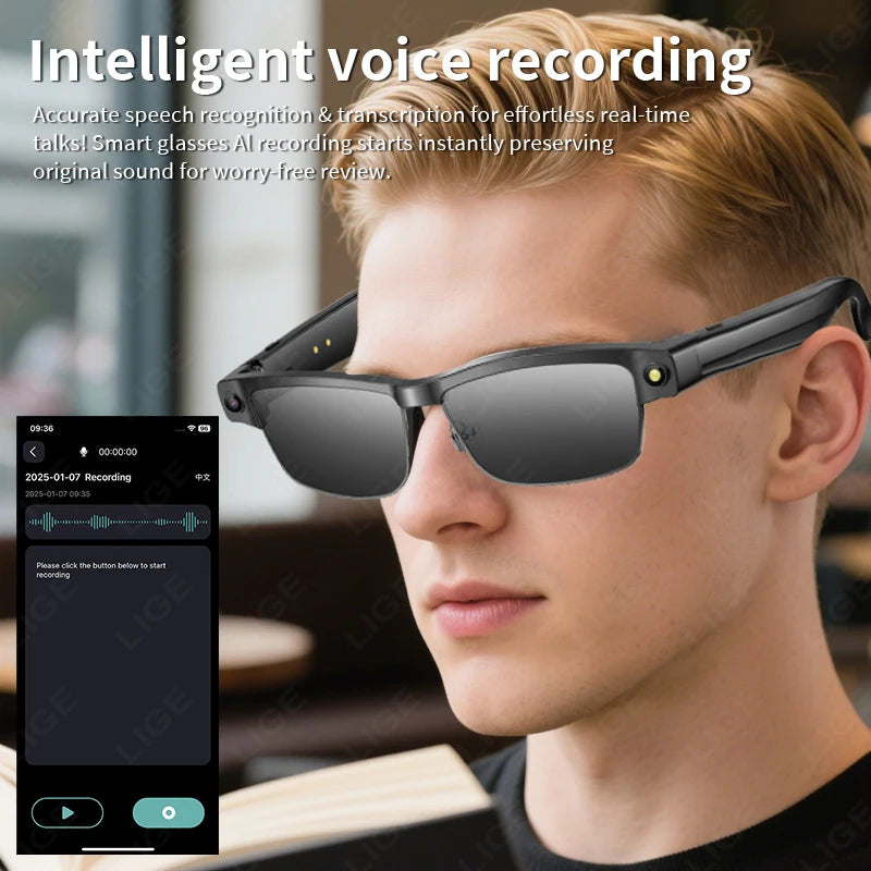 Sunglasses Smart Glasses 8 Million Pixels Recording Videos AI Photo Recognition Answer Translation 270mAh Bluetooth Glasses New