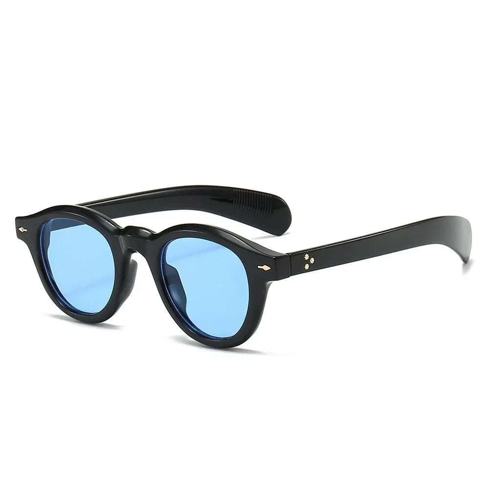 ANTI BLUE LIGHT  Round Women Glasses Frame Retro Sunglasses Rivets Decoration Optical Men Orange Eyeglasses Frame