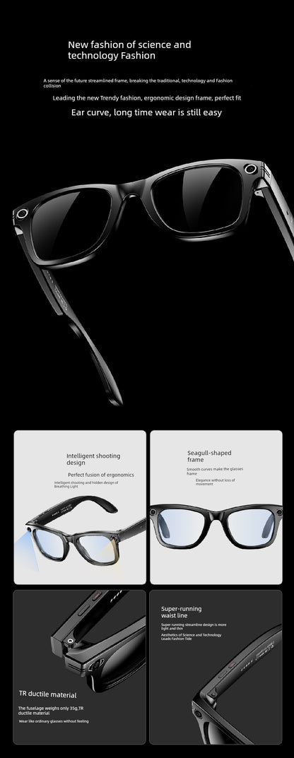 Ai Smart Glasses Unisex Travel Black Technology Smart Glasses Camera All-in-One Sports Camera HD AI Artificial Intelligent Sunglasses Recording Video