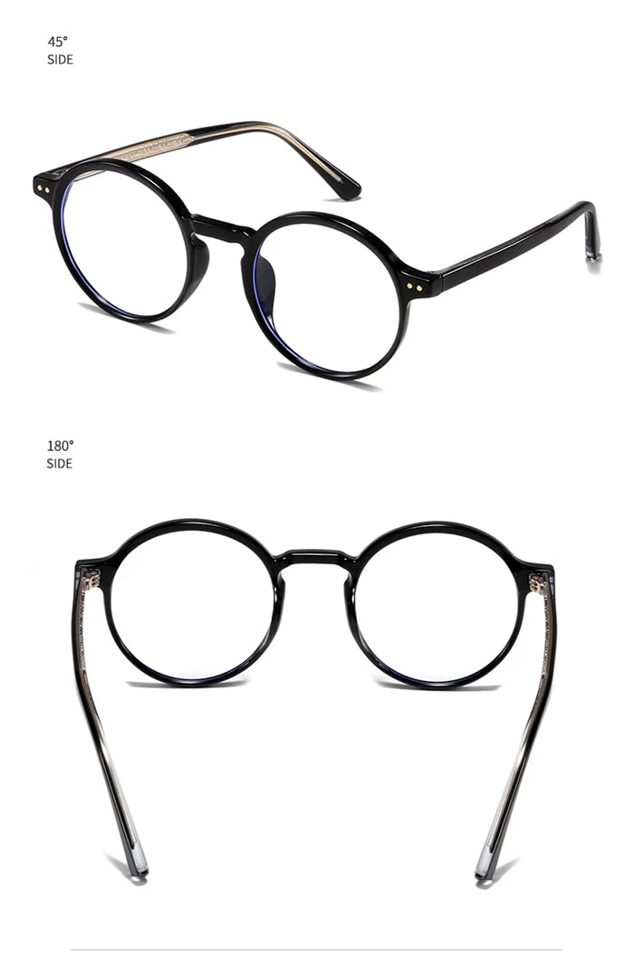 ANTI BLUE LIGHT Round Prescription Glasses For The Nearsighted Fashion TR90 Women Men Myopes Lunettes