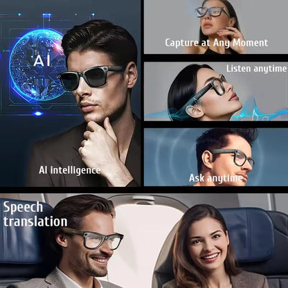 Ai Smart Glasses Unisex AI Smart Glasses with 8MP Camera Video Recording 100+ Languages Translation Sunglasses Bluetooth Call Music Play Men Women