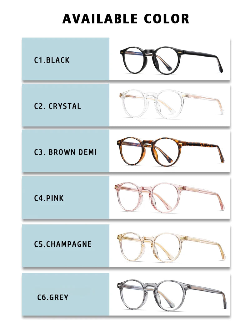 ANTI BLUE LIGHT Round Prescription Glasses Men's Eyeglasses Lunettes Myopia Lenses Eyepieces for Reading Glass Eyewear