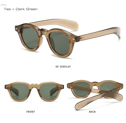ANTI BLUE LIGHT  Round Women Glasses Frame Retro Sunglasses Rivets Decoration Optical Men Orange Eyeglasses Frame