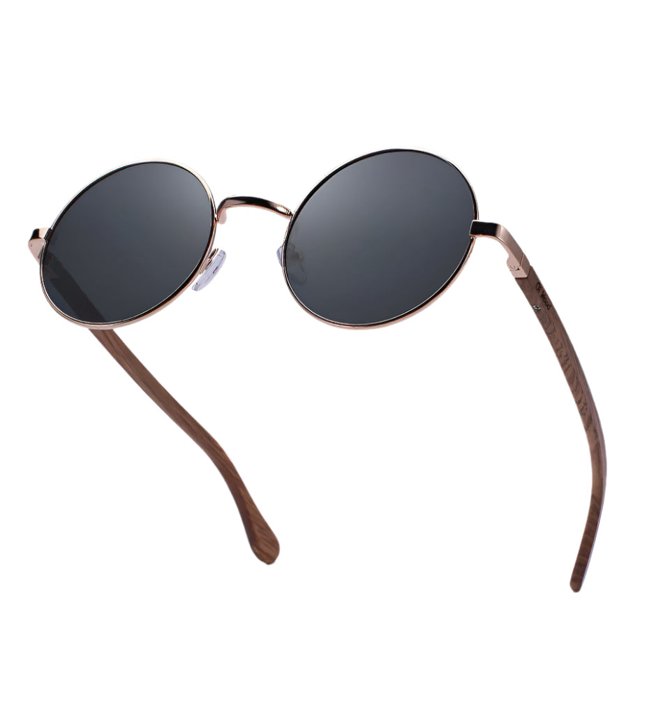 Wood Retro Round Wood Sunglasses For Men / Women Wooden Sun Glasses Polarized Blue Mirror Eyewear