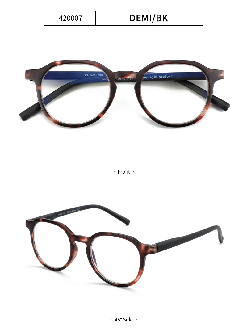ANTI BLUE LIGHT Retro Circular  Glasses Blue Light Blocking Round Computer Eyeglasses for Unisex Fashion