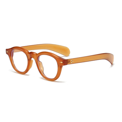 ANTI BLUE LIGHT  Round Women Glasses Frame Retro Sunglasses Rivets Decoration Optical Men Orange Eyeglasses Frame