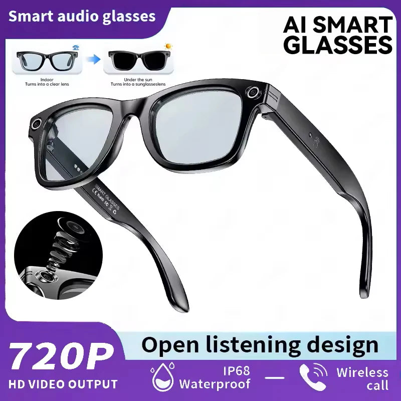 Ai Smart Glasses Unisex  smart glasses with Camera Video 8MP Translation Sunglasses Bluetooth Call Music Play Men Women Recording 100+ Languages