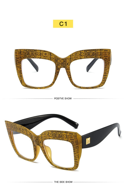 COMPUTER GLASSES / EXECUTIVE Oversize Women's Glasses Fashion  Square Ladies Eyeglasses Blue Clear Lens Optical Female Eyewear Anti Blue Light