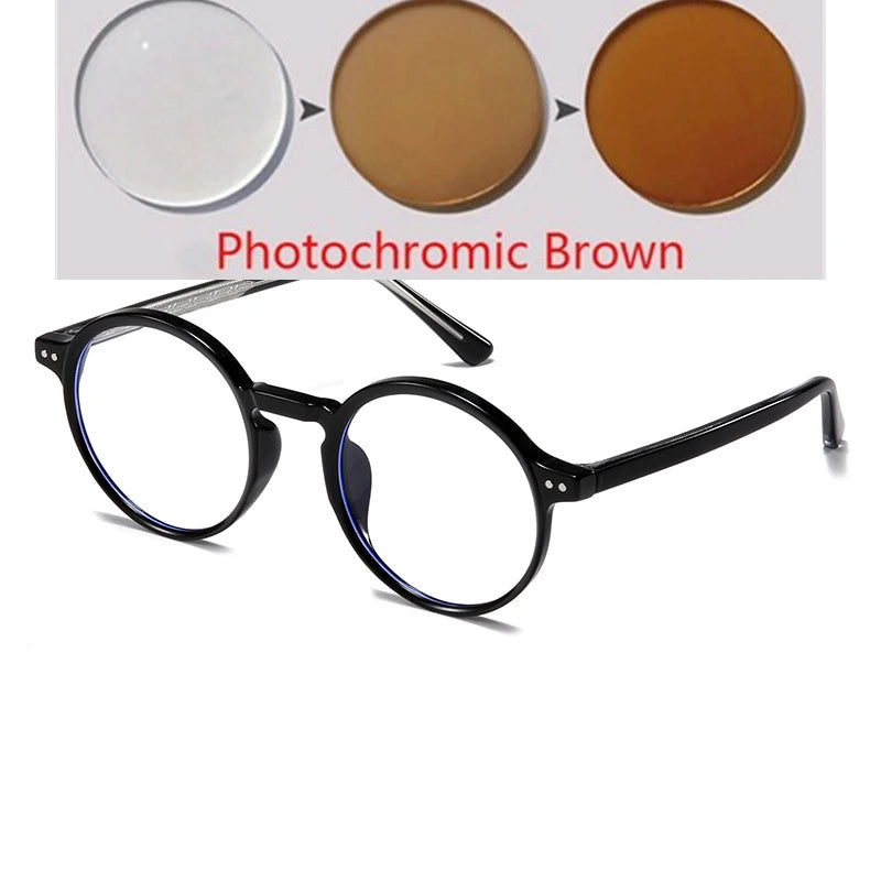 ANTI BLUE LIGHT Round Prescription Glasses For The Nearsighted Fashion TR90 Women Men Myopes Lunettes
