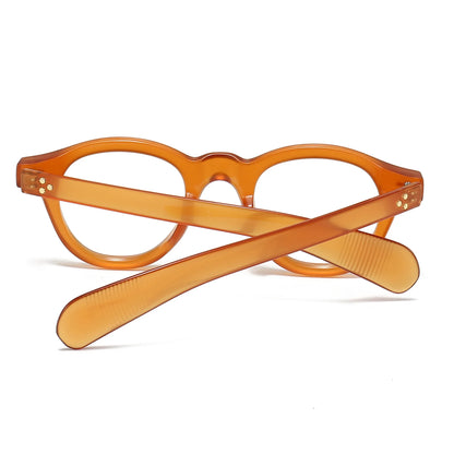 ANTI BLUE LIGHT  Round Women Glasses Frame Retro Sunglasses Rivets Decoration Optical Men Orange Eyeglasses Frame