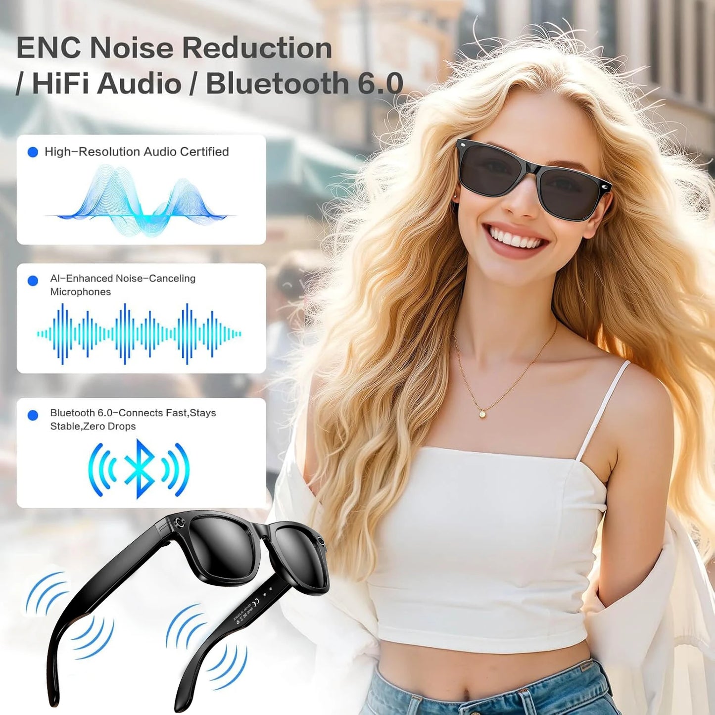 Ai Smart Glasses Unisex New Smart Glasses Recording Videos AI Photo Recognition Translation Call Sunglasses Men Women Waterproof Bluetooth Glasses
