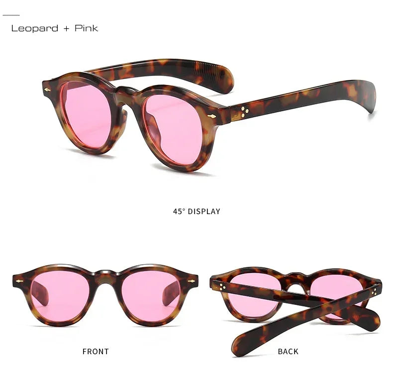 ANTI BLUE LIGHT  Round Women Glasses Frame Retro Sunglasses Rivets Decoration Optical Men Orange Eyeglasses Frame
