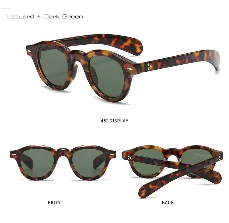 ANTI BLUE LIGHT  Round Women Glasses Frame Retro Sunglasses Rivets Decoration Optical Men Orange Eyeglasses Frame