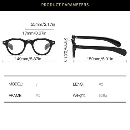 ANTI BLUE LIGHT  Round Women Glasses Frame Retro Sunglasses Rivets Decoration Optical Men Orange Eyeglasses Frame