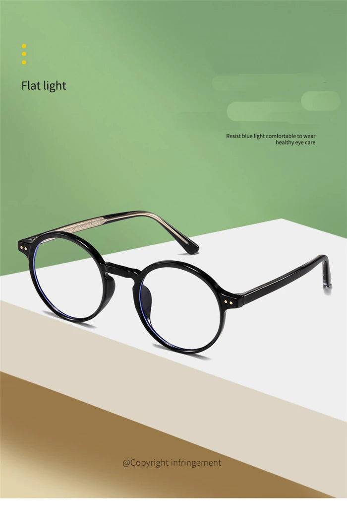 ANTI BLUE LIGHT Round Prescription Glasses For The Nearsighted Fashion TR90 Women Men Myopes Lunettes