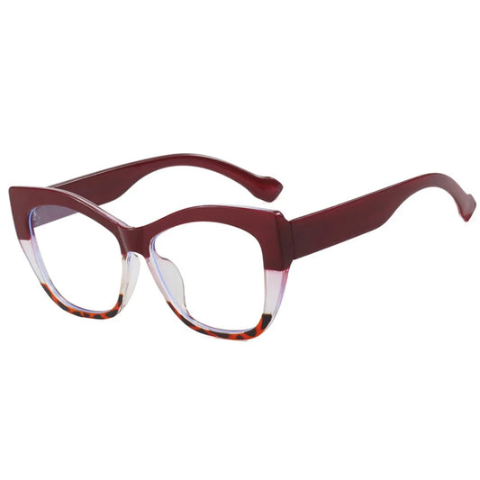 COMPUTER GLASSES / EXECUTIVE New Fashion Double Color Cat Eye Women Glasses Frame Clear Anti Blue Light Optical Leopard Eyewear