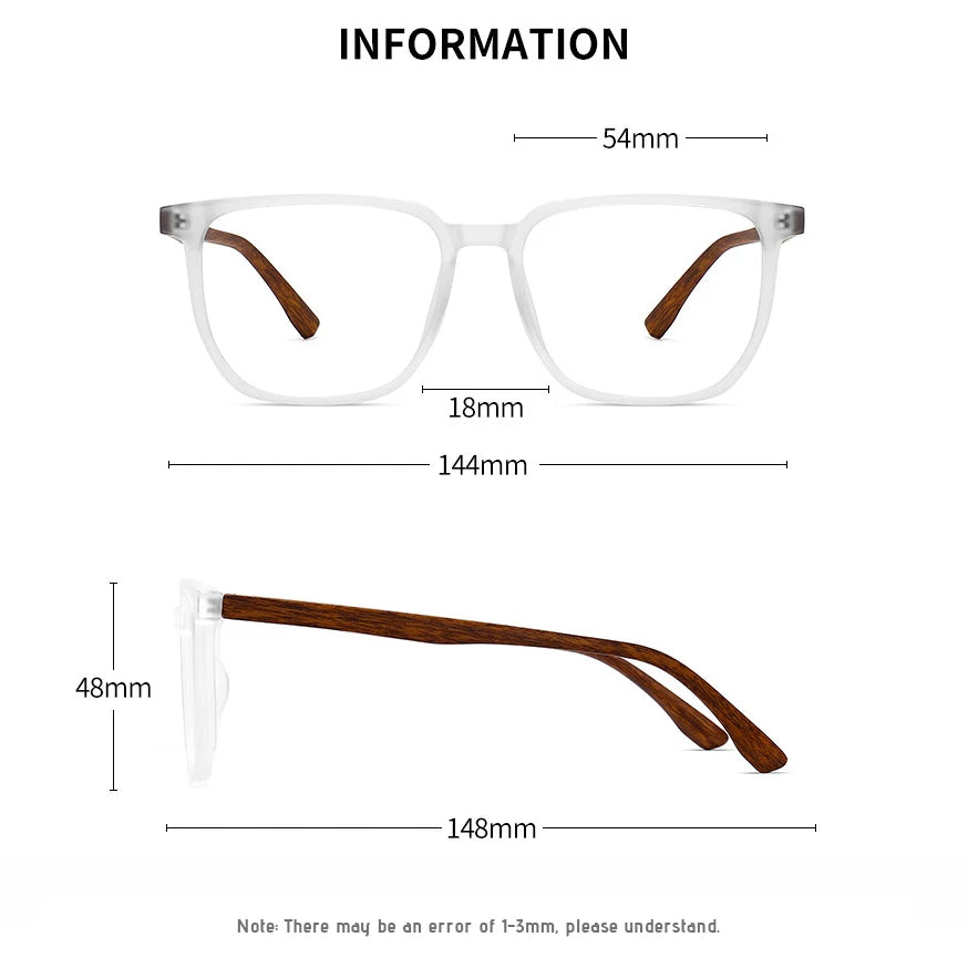 ANTI BLUE LIGHT Wood Pattern Retro /  Glasses for Men Optical TR90 MEN / WOMEN  Square Glasses Frame  Clear Lens Gift Frames F75233