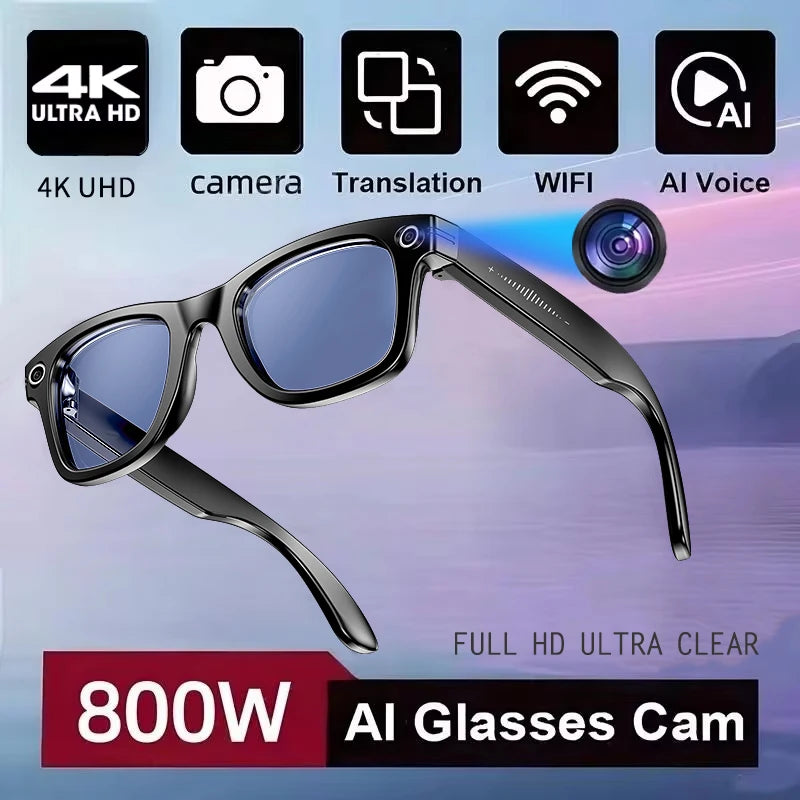 Ai Smart Glasses Unisex New Smart Glasses Recording Videos AI Photo Recognition Translation Call Sunglasses Men Women Waterproof Bluetooth Glasses