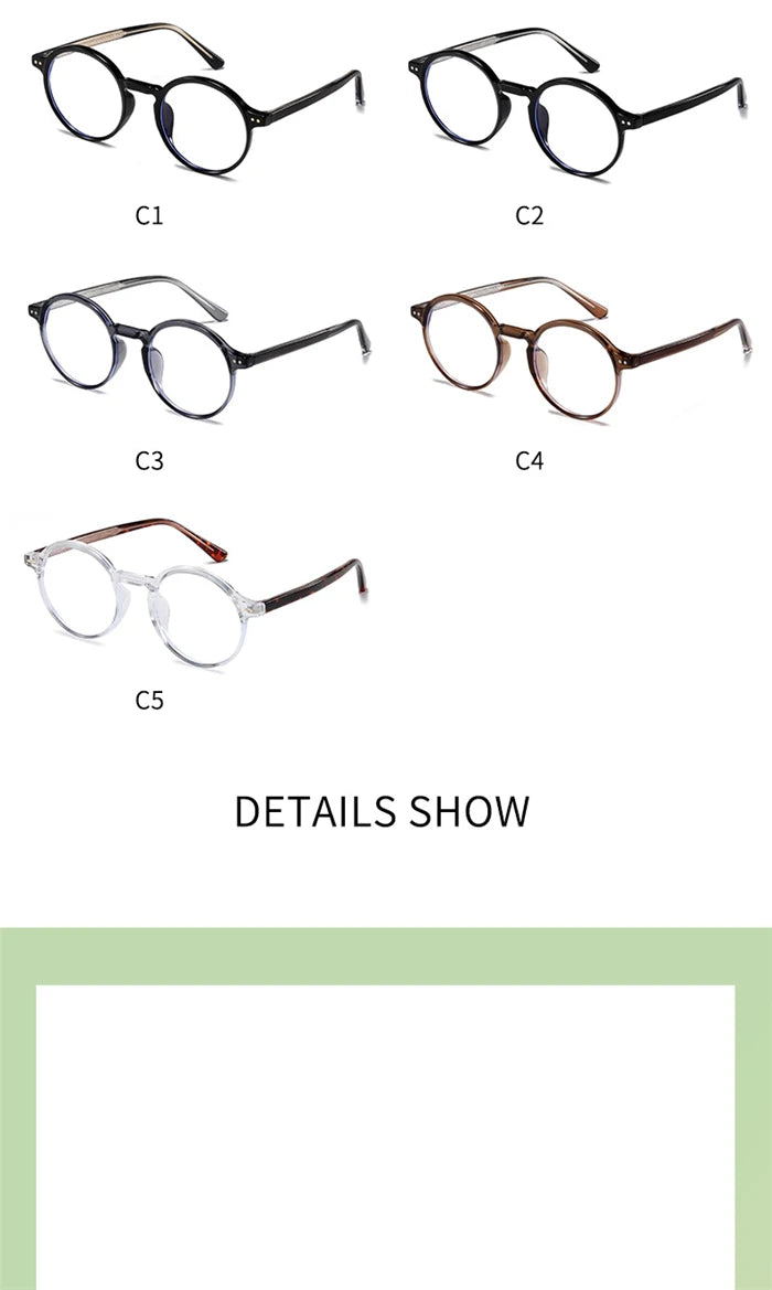 ANTI BLUE LIGHT Round Prescription Glasses For The Nearsighted Fashion TR90 Women Men Myopes Lunettes