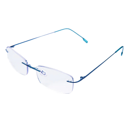 Reading Glasses Rimless Cut Glasses Anti Blue Light Narrow Square Eyeglasses Prescription Frame