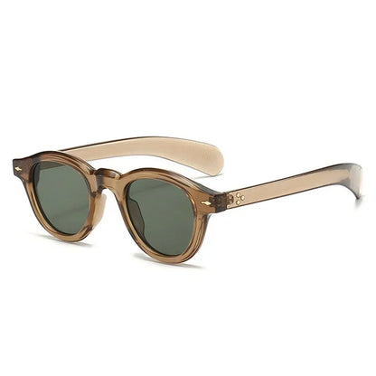 ANTI BLUE LIGHT  Round Women Glasses Frame Retro Sunglasses Rivets Decoration Optical Men Orange Eyeglasses Frame